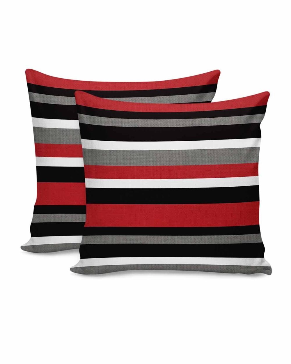 3926 2 Packs Decorative Cotton Throw Pillow Covers, Red Stripes Black White